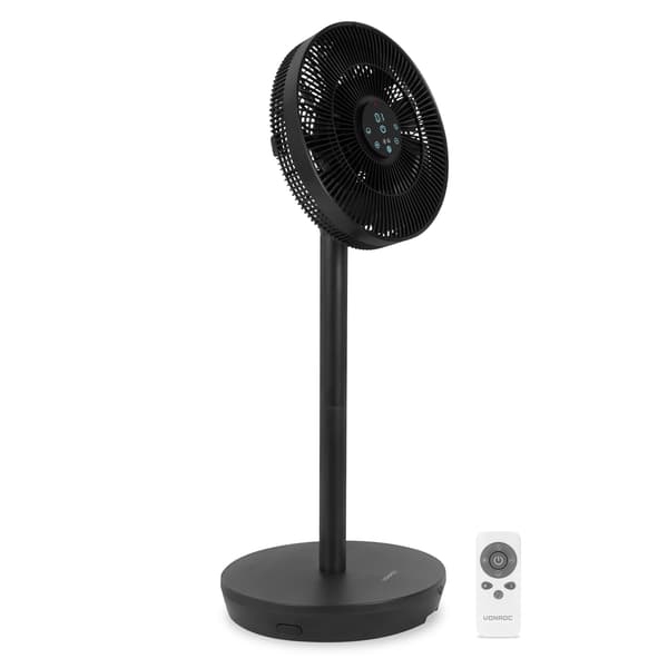 VONROC BREEZE Sladdlös Fläkt – Tyst < 44 dB – 24 hastigheter – 3 vindlägen – Bord- & golvmodell – Touchpanel & fjärrkontroll – Svart