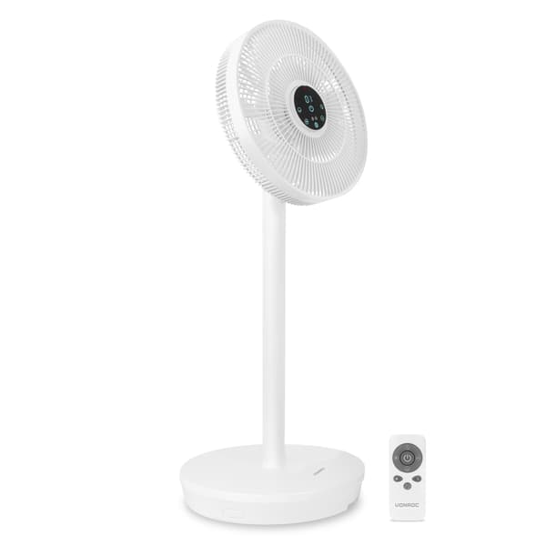 VONROC BREEZE Sladdlös Fläkt – Tyst < 44 dB – 24 hastigheter – 3 vindlägen – Touchpanel & fjärrkontroll – Vit