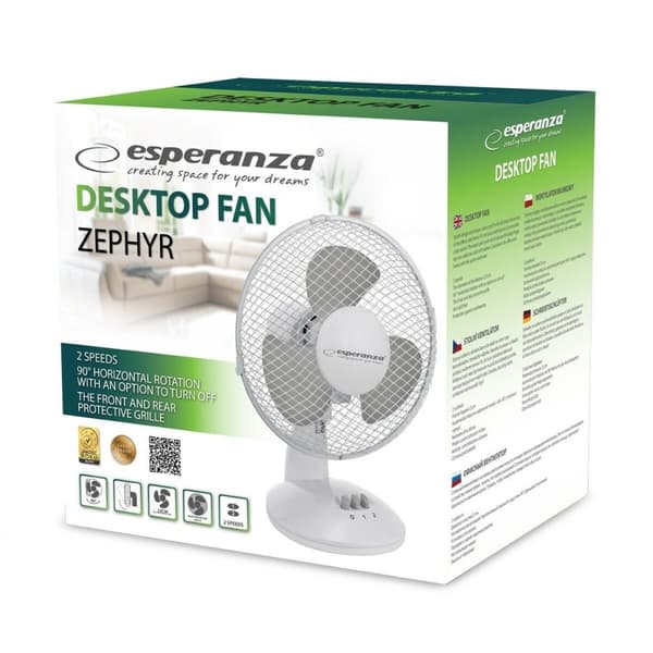 Bordventilator Esperanza EHF004WE Hvid Grå 30 W