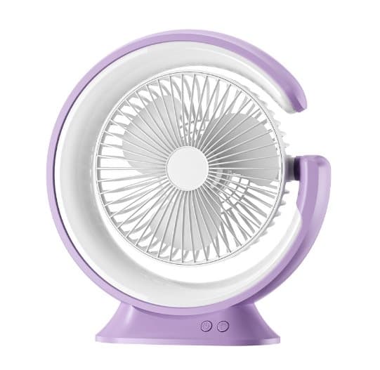 OBOSOE multifunktionel drejelig skrivebordsventilator med LED-lys – 3 hastigheder, USB-opladning