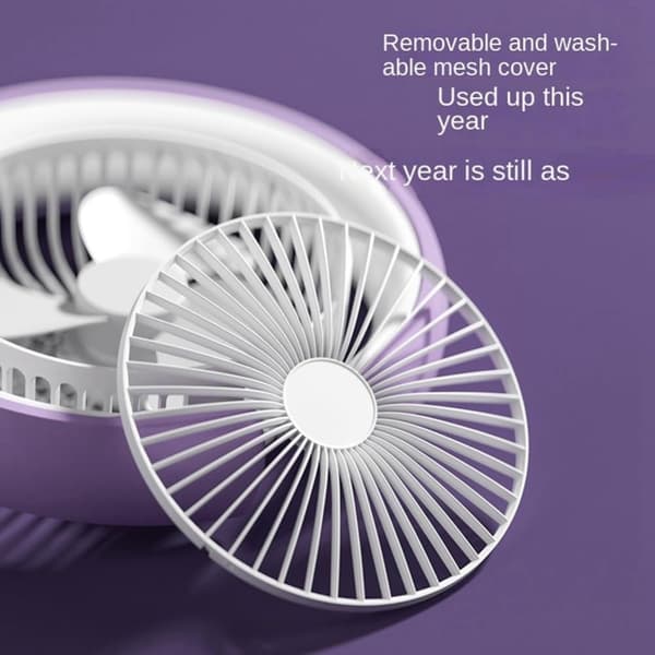 OBOSOE multifunktionel drejelig skrivebordsventilator med LED-lys – 3 hastigheder, USB-opladning