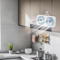 Miniatyrbillede 4 af 7: Skrivebordsventilator med dobbelt hoved – vægmonterbar og drejelig, kan stå eller hænge