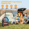 Miniatyrbillede 5 af 7: OBOSOE Camping Ventilator med LED Lys, Bærbar Ventilator 20000mAh Batteri, 4 Hastigheder til Udendørs & Telt
