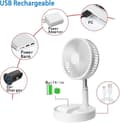 Miniatyrbillede 7 af 8: Foldbar gulvventilator / bordventilator – justerbart design med 7200mAh batteri, trådløs og alsidig brug