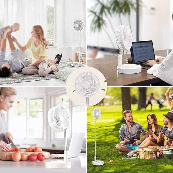Hopfällbar Golvfläkt / Bordsfläkt – Justerbar Design med 7200mAh Batteri, Trådlös & Mångsidig Användning