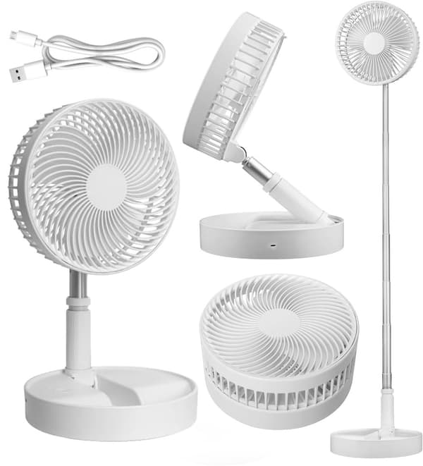 Foldbar gulvventilator / bordventilator – justerbart design med 7200mAh batteri, trådløs og alsidig brug