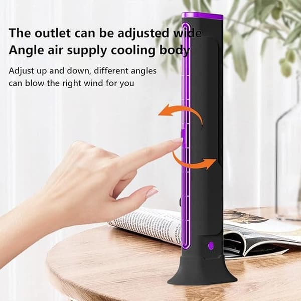 Terätön pöytätuuletin / pöytätuuletin – USB-ladattava, 1200 mAh akku, hiljainen ja kompakti muotoilu