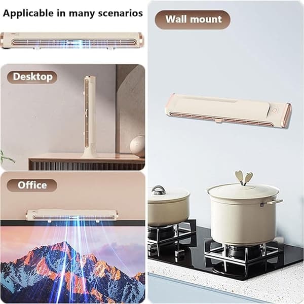 Bladlös Bordsfläkt / Skrivbordsfläkt – USB-Uppladdningsbar, 1200mAh Batteri, Tyst & Kompakt Design
