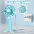 Miniatyrbillede 5 af 8: Auledio Fleksibel og transportabel klapvognsventilator med 360° rotation – genopladelig blæser med 3 hastigheder til hjemmet og kontoret