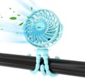 Miniatyrbillede 1 af 8: Auledio Fleksibel og transportabel klapvognsventilator med 360° rotation – genopladelig blæser med 3 hastigheder til hjemmet og kontoret