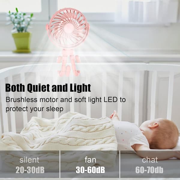 Auledio Fleksibel og transportabel klapvognsventilator med 360° rotation – genopladelig blæser med 3 hastigheder til hjemmet og kontoret