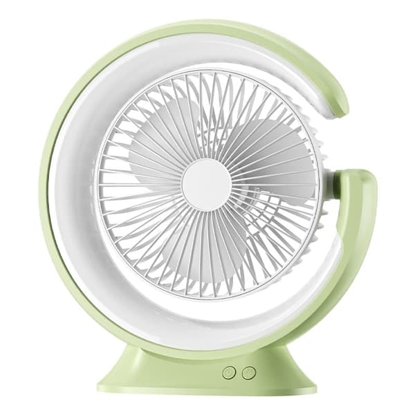 OBOSOE bordventilator 3-i-1 blæser med lampe, bærbar blæser 1200/2400mah, 3 hastigheder