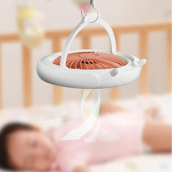 OBOSOE bærbar bordventilator med lys – USB-opladet skrivebordsventilator, 3 hastigheder, bærbar og hængende blæser