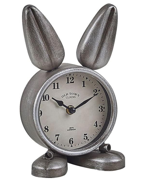 Bordsklocka Kaninformad Metal Silver Modern