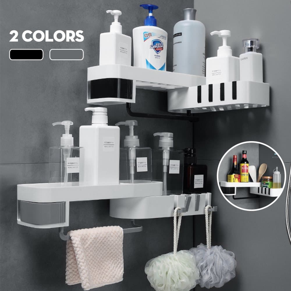Shower Caddy Corner Badrum Förvaring Hylla Hållare Rack Organizer Självhäftande stativ