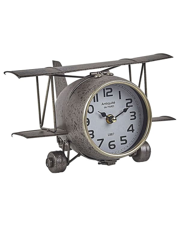 Bordklokke i Flyform Metall Sølv Vintage