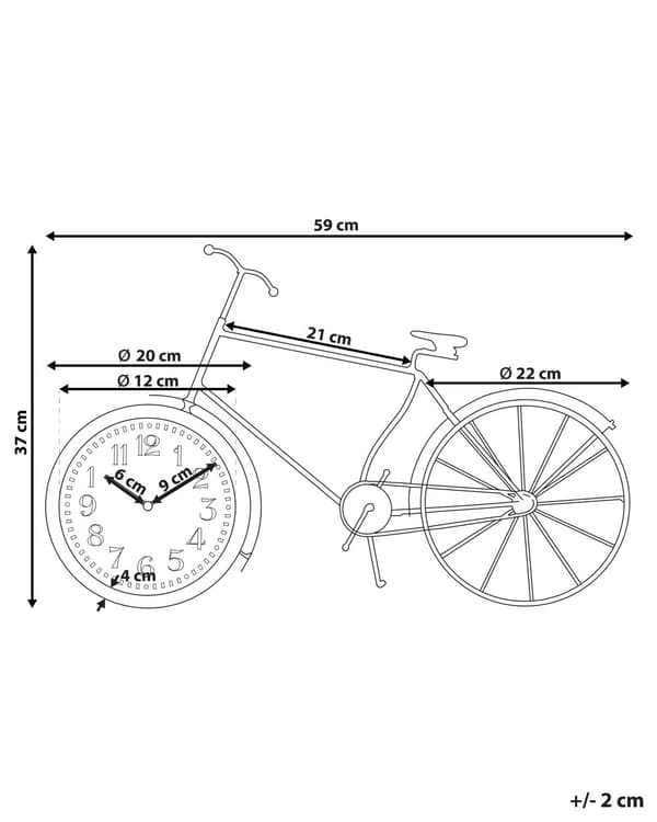 Bordklokke Svart Metallramme 37 cm Sykkelform Moderne Design Hjemmetilbehør