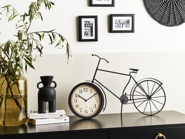 Bordklokke Svart Metallramme 37 cm Sykkelform Moderne Design Hjemmetilbehør