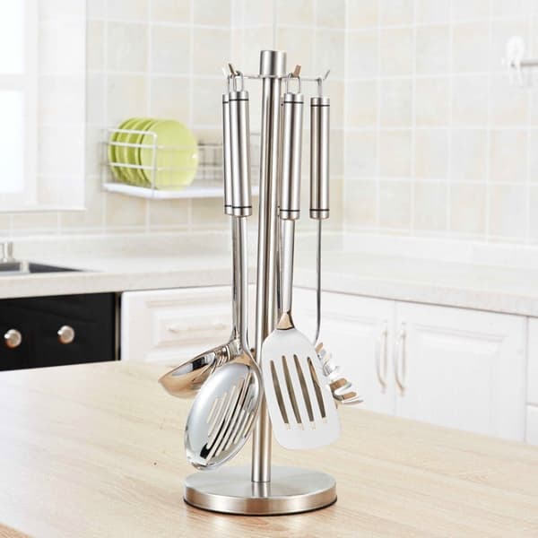 Stainless Steel Kitchenware Storage Rack Hook Spatula Shelf