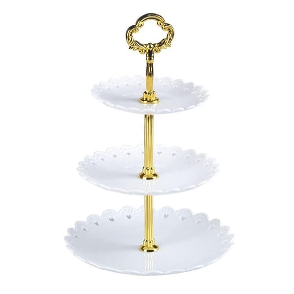 Party Birthday Three-layer Fruit Plate Cake Stand Dessert Storage Rack(White)