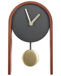 Miniatyrbild 1 av 6: Bordsklocka Dekoration Svart och Mörkt Trä MDF med Dekorativ Pendel utan Siffror