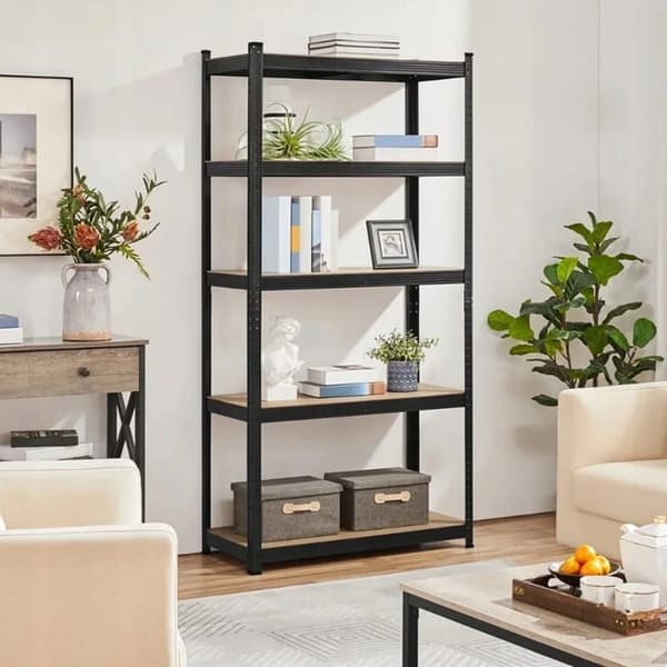 Metallinen autotallin säilytysteline musta 75x30x150cm 5 hyllyä