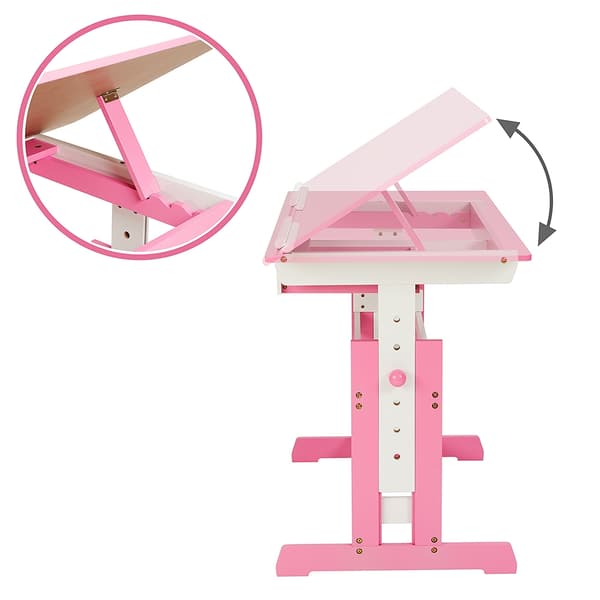 Skrivebord til børn med kant - pink