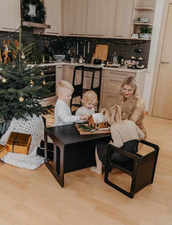 Säädettävä Montessori-pöytä ja -tuolisetti - Montessori lastentuoli ja pöytä - Lasten pöytä ja tuolit puusta - Säädettävä lastentuoli ja -pöytä