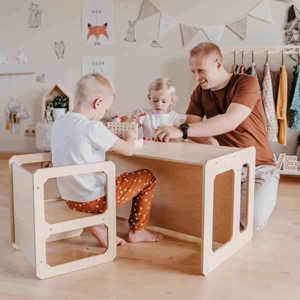 Montessori vieroituspöytä ja 2 tuolin setti