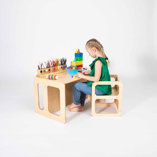 Montessori afgangsbord og stol sæt