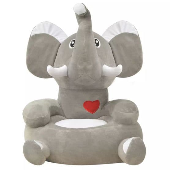 Barnstol I Plysch Elefant Grå