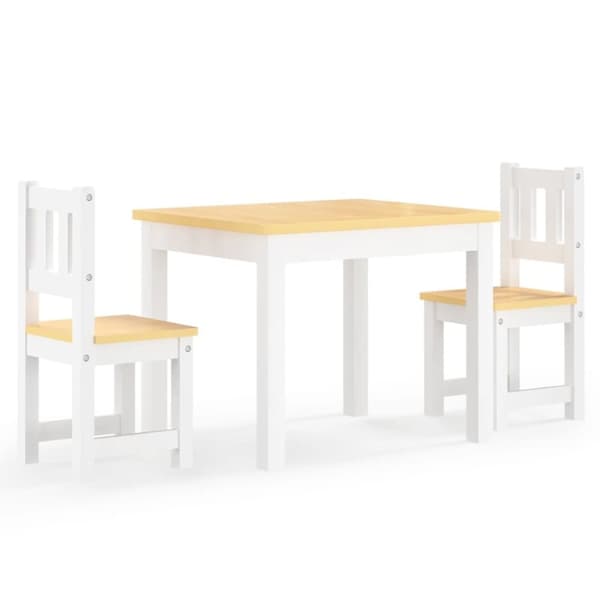 vidaXL Barnbord och stolar 3 delar vit och beige MDF