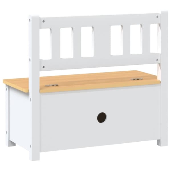vidaXL Oppbevaringsbenk for barn hvit og beige 60x30x55 cm MDF