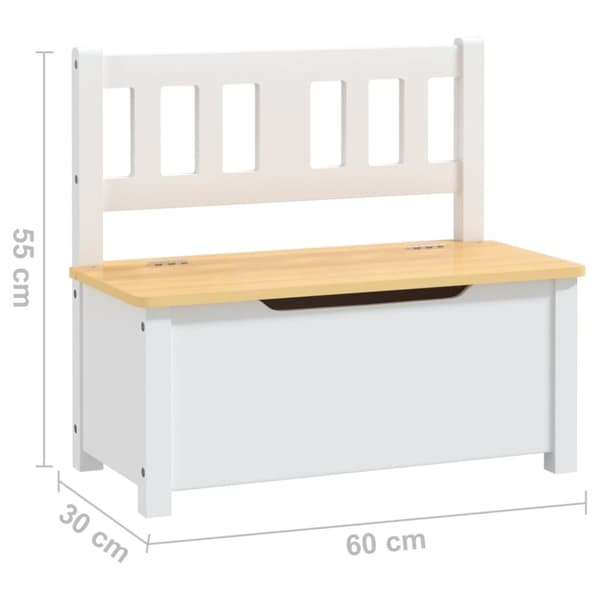 vidaXL Oppbevaringsbenk for barn hvit og beige 60x30x55 cm MDF