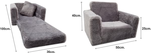 Børnesovesofa og gæsteseng i ét - 50 cm x 50 cm x 40 cm - grå plys