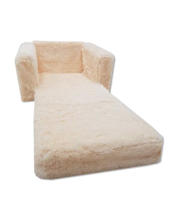 Bäddsoffa för barn och gästsäng i ett - 100 cm x 36 cm x 25 cm - beige plysch