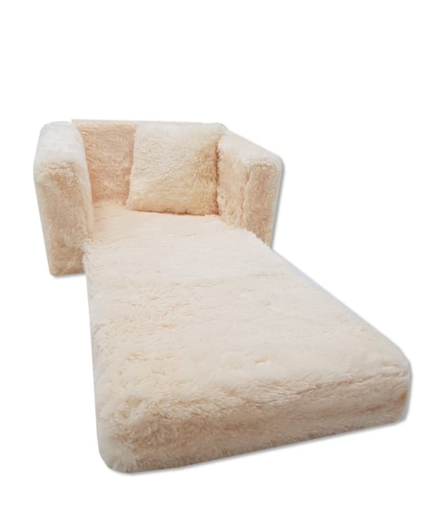 Bäddsoffa för barn och gästsäng i ett - 100 cm x 36 cm x 25 cm - beige plysch