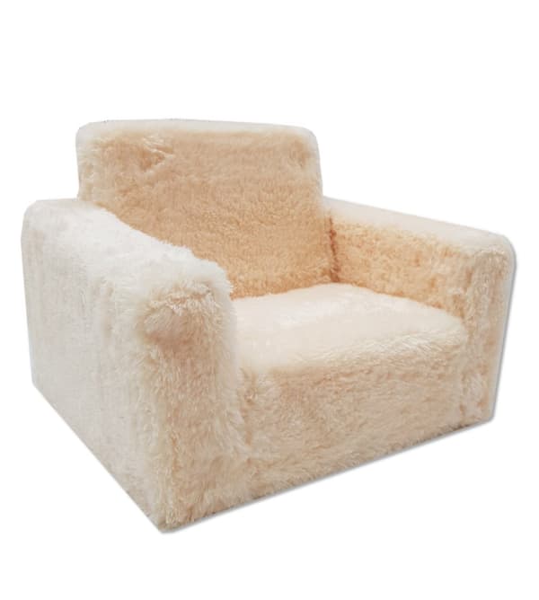 Bäddsoffa för barn och gästsäng i ett - 100 cm x 36 cm x 25 cm - beige plysch