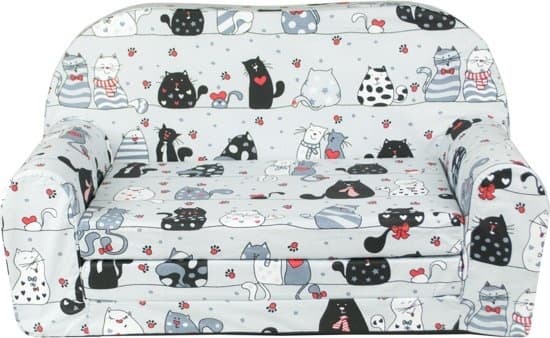 Børnesovesofa og gæsteseng i ét - 85cm x 60cm - Grå katte