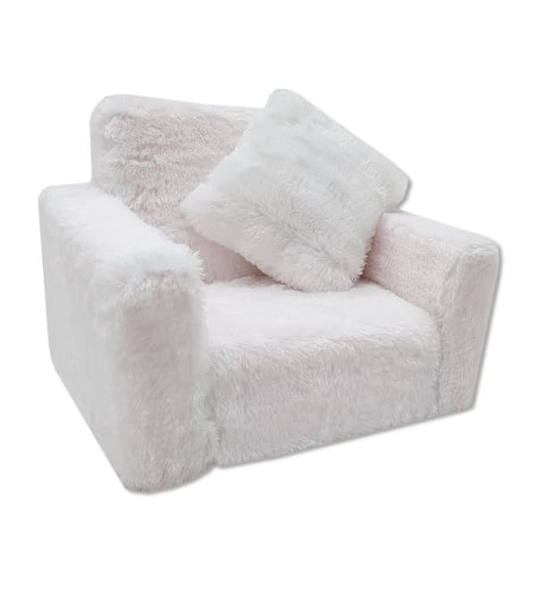 Børnesovesofa og gæsteseng i ét - 100 cm x 36 cm x 25 cm - hvid plys