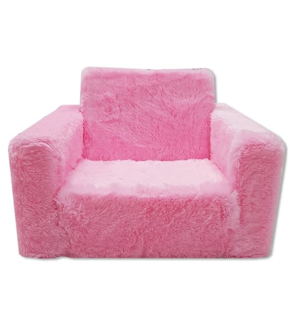 Bäddsoffa för barn och gästsäng i ett - 100 cm x 36 cm x 25 cm - rosa plysch