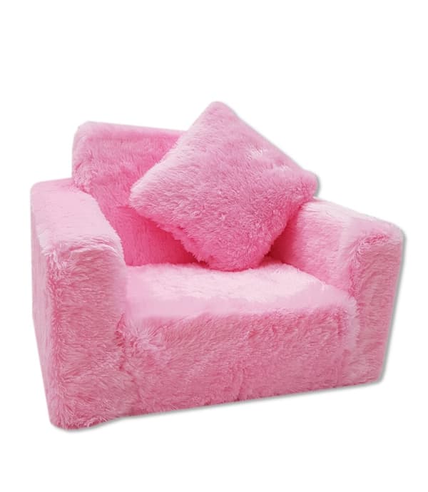 Bäddsoffa för barn och gästsäng i ett - 100 cm x 36 cm x 25 cm - rosa plysch