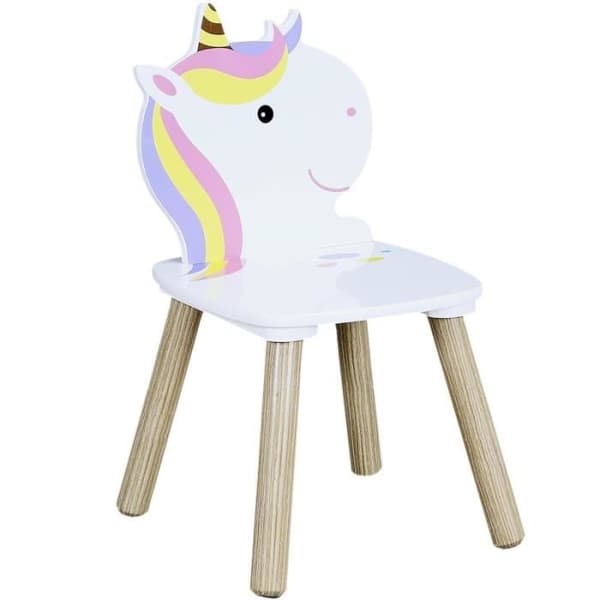 Home Deco Kids HD6764 Barnbord och 2 stolar Unicorn Lily Vit beige och flerfärgad