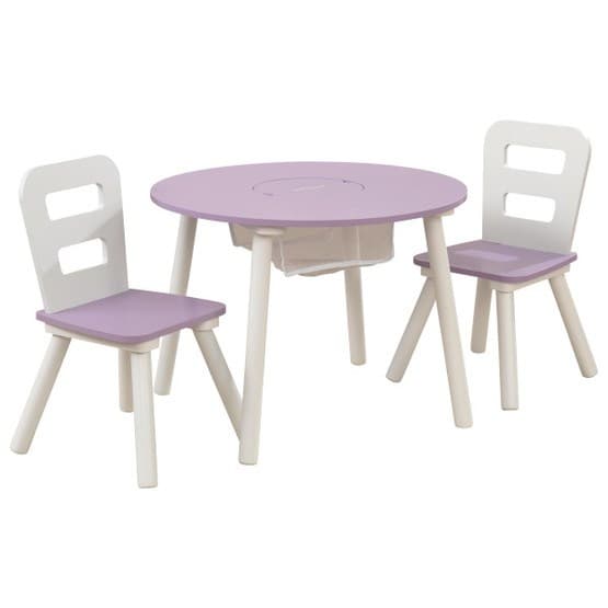 Kidkraft - Bord - Round Storage Table & 2 Chair Set- Lavender