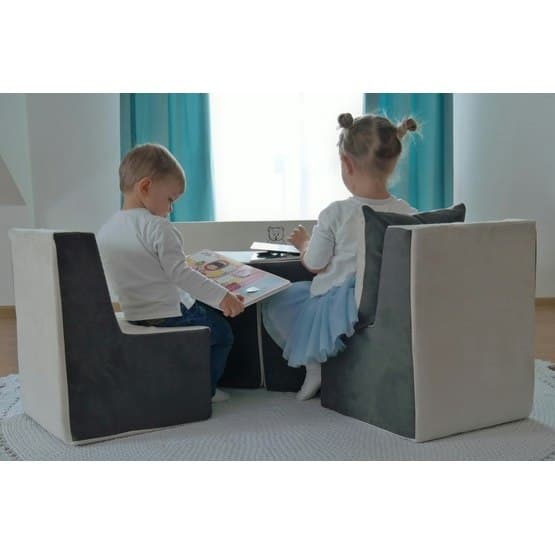Lasten sohva - Soft Foam - harmaa ja beige