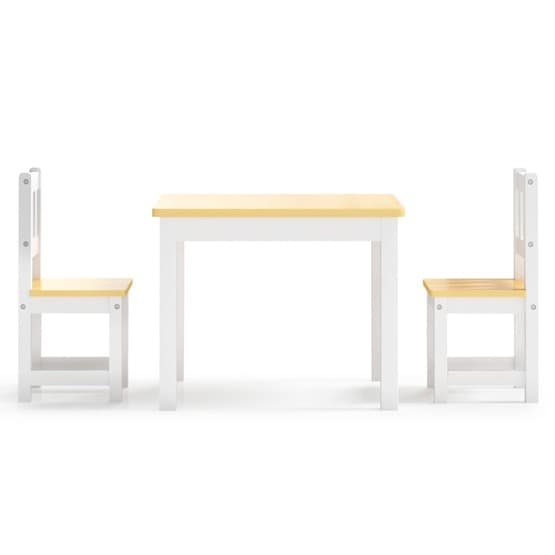 Barnbord Och Stolar 3 Delar Vit Och Beige Mdf