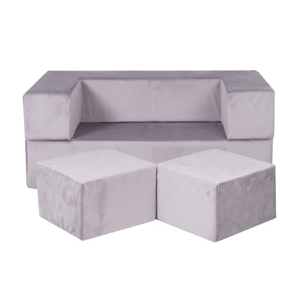 MeowBaby® Barnsoffa Soffa Barnmöbel Utrustning Möbelset Sammetstyg Miniatyrstorlek, Cube, Sammet Grå