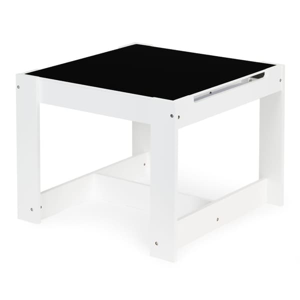 Børnebord og stole - 63x63x51cm - bord dobbeltsidet - hvid