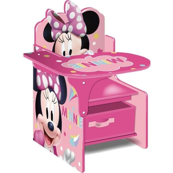 Disney Minnie Kontorsstol - Avtagbar förvaringsbehållare - Enkel montering - Från 3 år