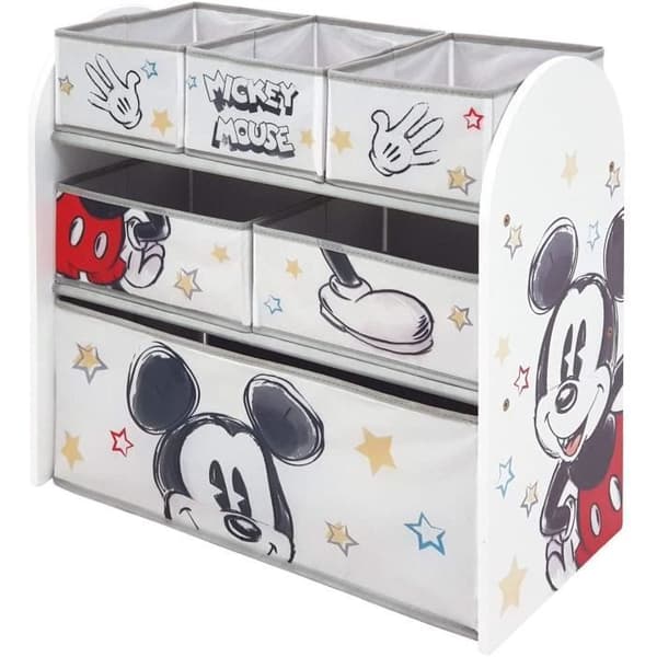 Disney Förvaringsenhet - Musse Pigg - 6 tyglådor - Vit